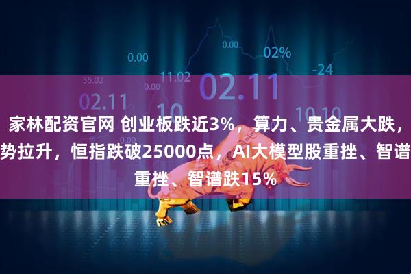 家林配资官网 创业板跌近3%，算力、贵金属大跌，油气逆势拉升，恒指跌破25000点，AI大模型股重挫、智谱跌15%